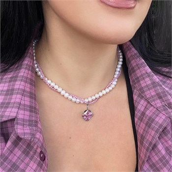 Двойное ожерелье из жемчуга и циркона, с подвеской 2201956 - фото 6854