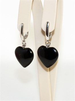 Серьги в форме сердца из черного агата 1936