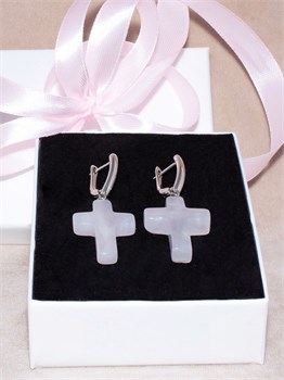 Серьги-крестики из розового кварца 1938