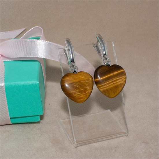 Серьги в форме сердца из тигрового глаза 1970