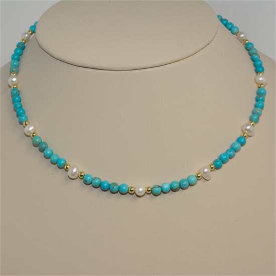 Чокер из бирюзы с жемчугом 1973