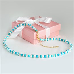 Колье из натурального жемчуга с бирюзой 0202002-102