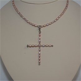 Чокер из натурального жемчуга с подвеской Крест 1929