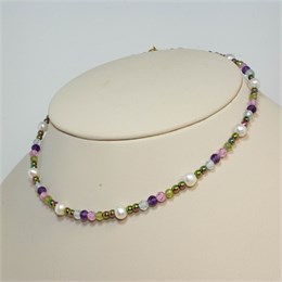 Чокер из микса камней с жемчугом 01022-421