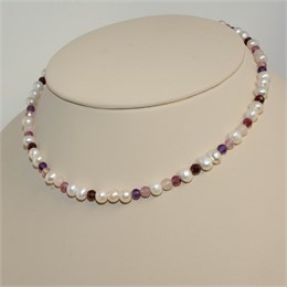 Чокер из микса натуральных камней с жемчугом 01022-099