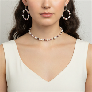 Чокер из микса натуральных камней с жемчугом 01022-099