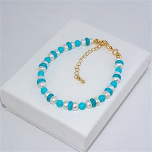 Браслет из натурального жемчуга с бирюзой 2003