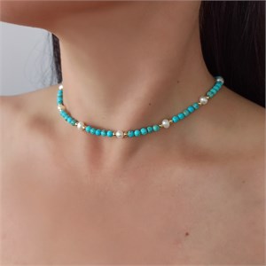 Чокер из бирюзы с жемчугом 1973