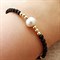 Браслет из черного агата с жемчугом 03001-001