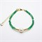 Браслет из зеленого агата с жемчугом 03005-001
