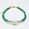 Браслет из зеленого агата с жемчугом 03005-001